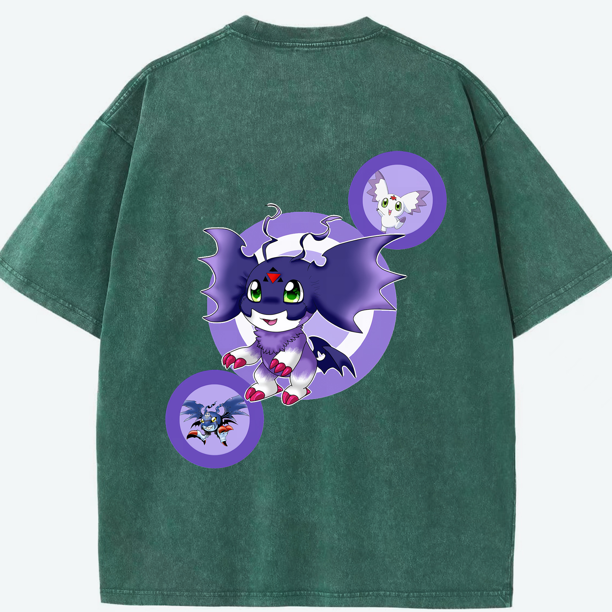 （画像用） Digimon デジタルモンスター/デジモン 綿100% ヴィンテージ風 半袖Tシャツ（背面プリント）